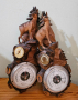 2 броя барометри от дърво и смола с декорация от планинска дива коза, снимка 1 - Антикварни и старинни предмети - 44658384