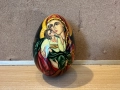 голямо дървено рисувано руско яйце"Богородица с младенеца"/, снимка 1
