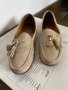 Обувки, лоуфери, мокасини, бежово, естествена кожа, WIATH, снимка 1 - Дамски ежедневни обувки - 42401850