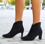 Боти на ток - черен велур - K-124, снимка 2