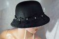 ⚜️ Черна шапка филц с перли №3060, снимка 4