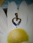 Златно сърце с диамант и 2 сапфира, снимка 1