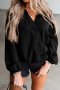 Дамска черна блуза с дълъг ръкав и принт на точки, снимка 1 - Блузи с дълъг ръкав и пуловери - 40544797