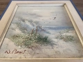 Винтидж морска картина „Дюни край морето“, с авторски подпис, средата на ХХ век, снимка 4