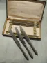 № 7831 комплект стари прибори   - 6 броя метални ножчета   - с кутия  - надпис / маркировка, снимка 3