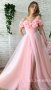Бална рокля от тюл с 3 Д рози в нежно розово