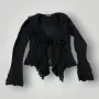 Black ruffled cardigan, снимка 1