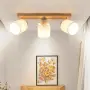 Ретро таванна/стенна лампа с 3 регулируеми спота и дървена основа Doughelec, снимка 1
