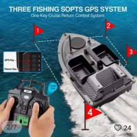 Лодка за захранка карбонова16 точков GPS Bait Boat,12000mа,сонар,сак,зарядно за кола,допълните перки, снимка 14 - Стръв и захранки - 40287043