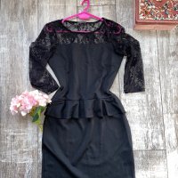Страхотна нова черна еластична рокля с пеплум на талията , снимка 12 - Рокли - 37246305