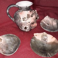 Керамичен комплект: кана, чинийка и два пепелника, снимка 9 - Декорация за дома - 38914421