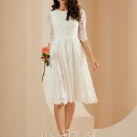 Сватбена рокля с дължина до коляното, EU46 XL-150лв, снимка 3 - Рокли - 36671359