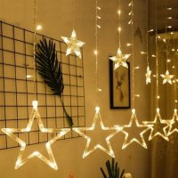 LED Завеса с коледни звезди, снимка 6 - Декорация за дома - 42553037