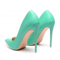 Обувки на ток - зелена кожа - 81246-A001, снимка 2 - Дамски обувки на ток - 37395778