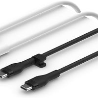 Нови Belkin 2 броя силиконови USB C кабели за зареждане черен и бял телефон Samsung Galaxy MacBook, снимка 1 - Друга електроника - 42415029