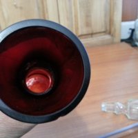 Кристални чаши с гарафа цветен червен кристал, снимка 7 - Антикварни и старинни предмети - 36553561