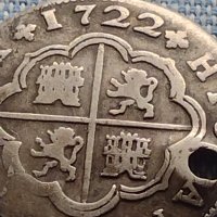 Сребърна монета 2 реала 1722г. Филип пети Севиля Испания 18704, снимка 8 - Нумизматика и бонистика - 42903852