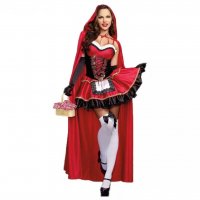 Halloween costume -  Червената шапчица  Рокля, ръкавици, наметало, чанта тип бонбон Размер  С/М  90 , снимка 1 - Комплекти - 38240243