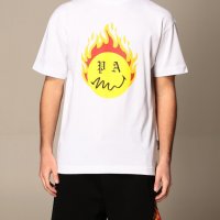 PALM ANGELS Smiley Burning Head Logo Print Мъжка Тениска size XL (L), снимка 2 - Тениски - 34960309