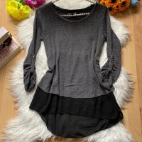 Сребриста блуза, снимка 1 - Блузи с дълъг ръкав и пуловери - 34172756