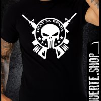 Черна тениска с щампа БРАТ ЗА БРАТА PUNISHER, снимка 1 - Тениски - 42053665