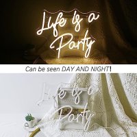 Нова Неонов Знак за Стая "Life is a Party" - USB Захранване Табела надпис, снимка 4 - Други - 42823598