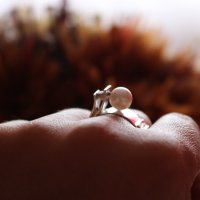 Стилен и елгантен сребърен пръстен с перла - модел R017A, снимка 3 - Пръстени - 30736699