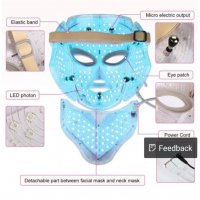 LED маска за лице и шия със 7 светлини, светлинна терапия за лице, снимка 6 - Козметични уреди - 36929486
