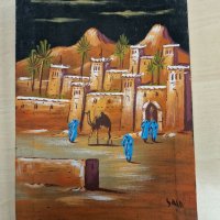 Стара Арабска рисувана картина , снимка 1 - Антикварни и старинни предмети - 39475214