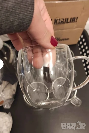 Стъклена чаша за кафе с двойно дъно 200ml, снимка 1