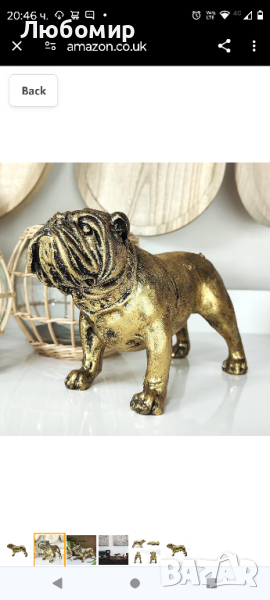 Фигура на куче Фигура на животно Скулптура Статуя Лежаща вътре / На открито Златно куче)

, снимка 1