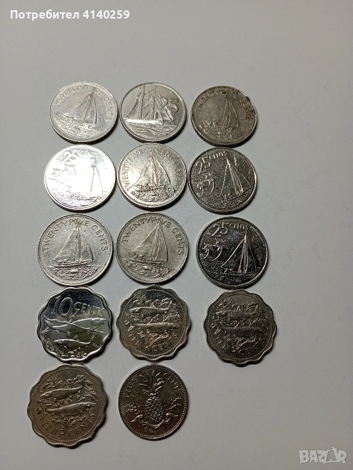 БАХАМСКИ ОСТРОВИ МОНЕТИ 25 ЦЕНТА 2013 2015 Г , снимка 1
