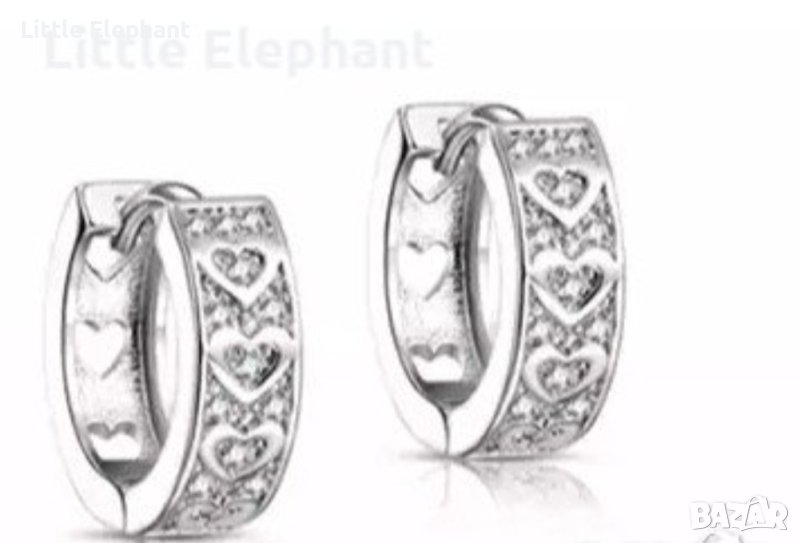 Сребърни халки с гравирани сърца/нови, снимка 1