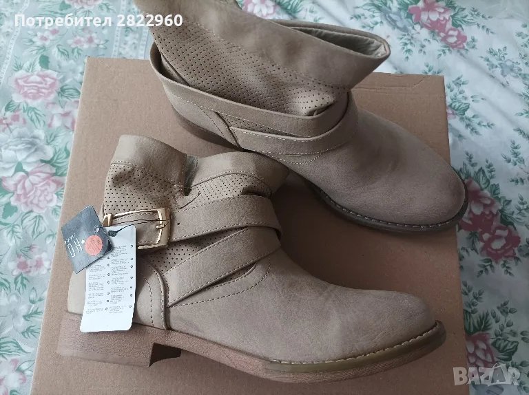 нови бежови боти -38 номер, снимка 1