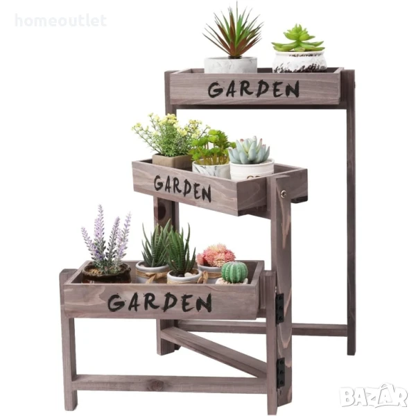 ПРОМОЦИЯ Компактна сгъваема стойка за саксийни цветя на 3 нива UNHO XJJ458-BN, снимка 1