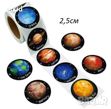 100 бр Планети Космос малки самозалепващи лепенки стикери за ръчна изработка, снимка 1