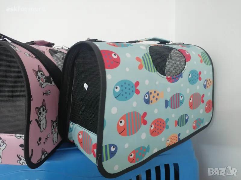 Транспортна чанта от плат с прозорчета за котка, снимка 1