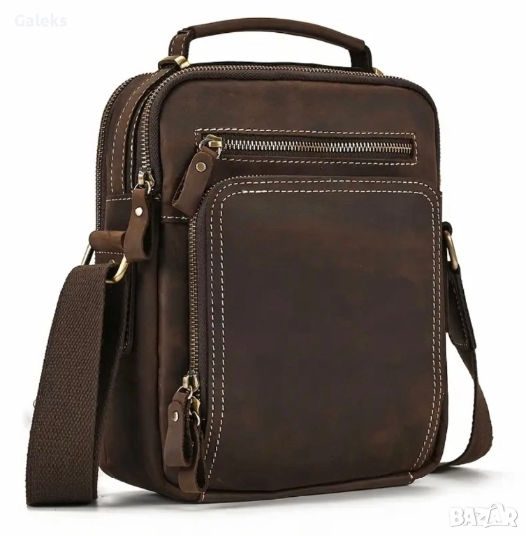 Мъжка кожена винтидж (делова) чанта /Crazy Horse* Кафява естествена кожа!, снимка 1