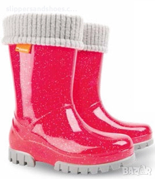 Детски гумени ботуши DEMAR розов брокат 20/35, снимка 1