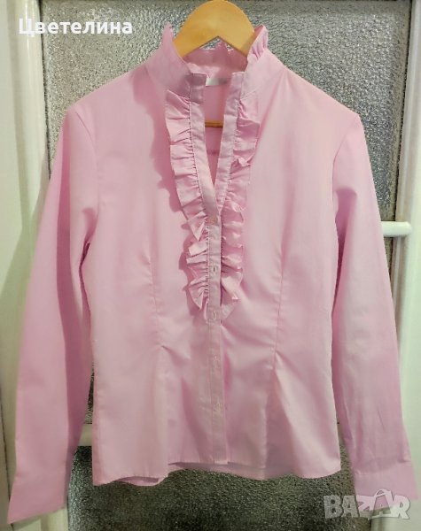 Дамска вталена розова риза с яка от харбали размер S цена 45 лв. dressforless, снимка 1