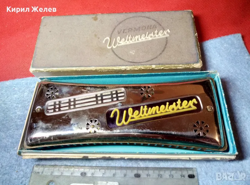 VERMONA WELTMEISTER Стара УСТНА ХАРМОНИКА ВЕЛТМАЙСТЕР Рядък КОЛЕКЦИОНЕРСКИ МОДЕЛ с КУТИЯТА й 47798, снимка 1