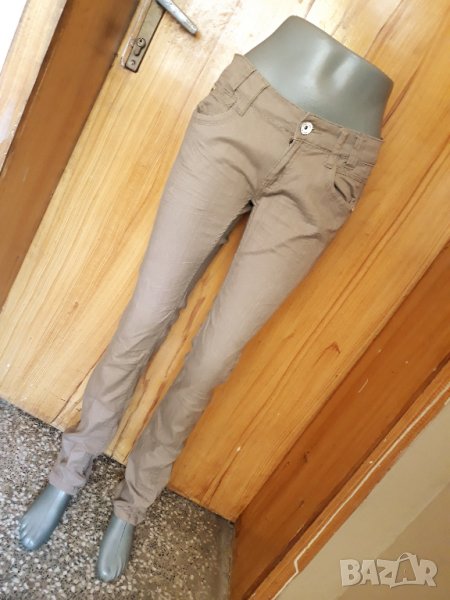 Бежови прави дънки с ниска талия Л, снимка 1