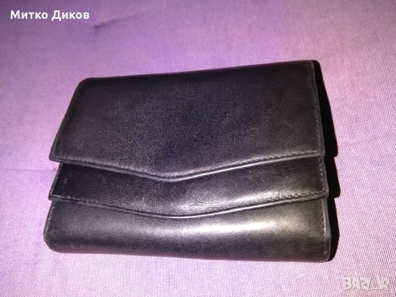 Портфейл №3 черен естествена кожа 130х100мм, снимка 1