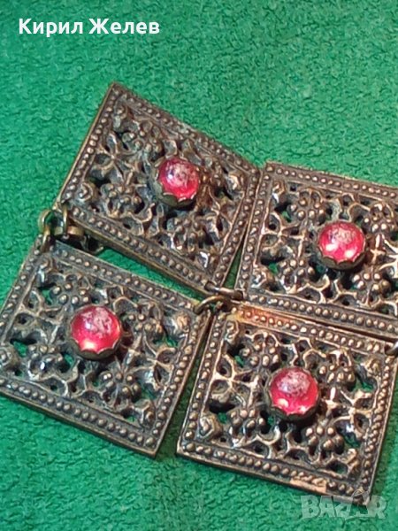 ВЪЗРОЖДЕНСКА БРОНЗОВА ГРИВНА с ЧЕРВЕНИ КАМЪНИ 6060, снимка 1