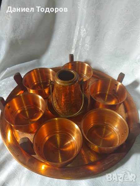 Стар  Меден  Сервиз за - Кафе , Вино, Ракия - 8 части, снимка 1