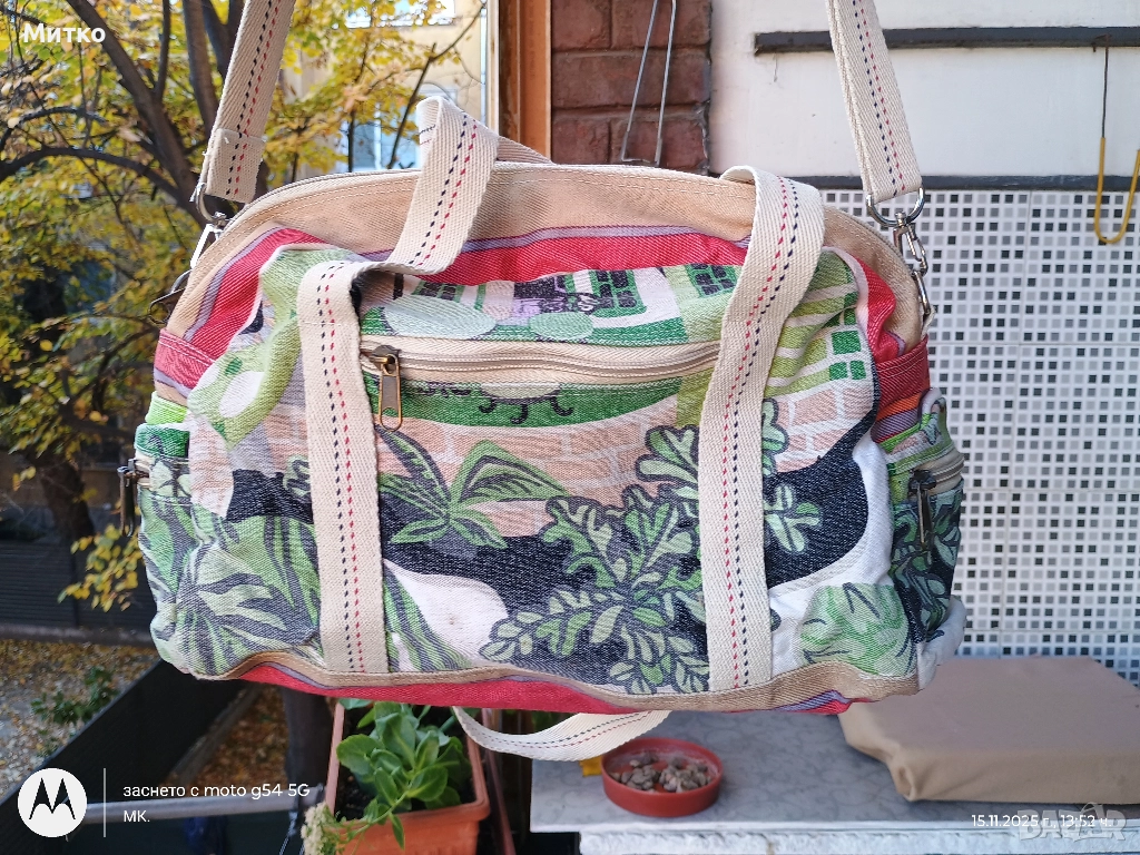 Тинейжърска арт брезентова дамска чанта, снимка 1