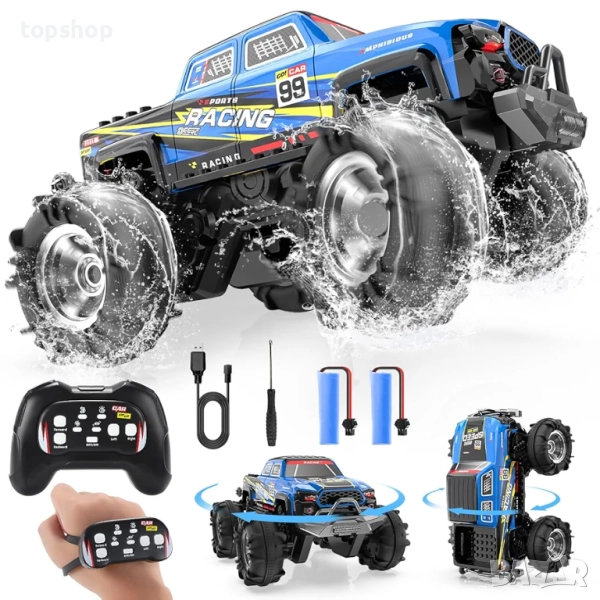 Чисто нов DEERC BG028 Амфибиен RC Монстър Камион/Лодка, IPX7 Водоустойчива кола с дистанционно ..., снимка 1
