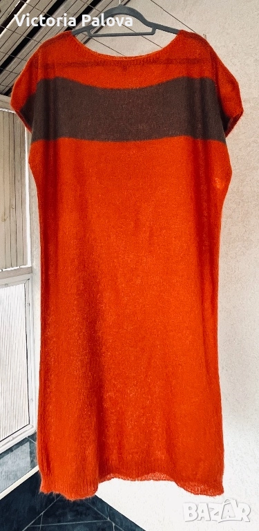 VINTAGE рокля/ туника STILE BENETTON - оранжев бохо шик с мохер, снимка 1