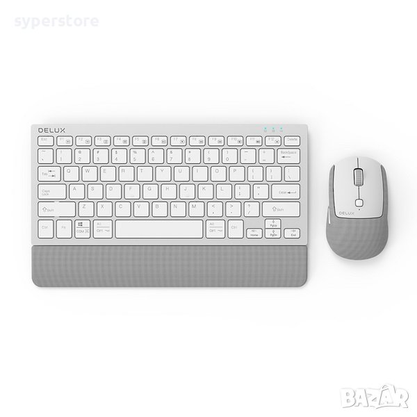 2 в 1 Комплект клавиатура и мишка Безжични Delux K3300G+M520GX Сребрист, снимка 1