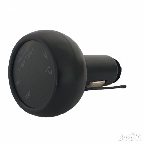 Волтметър за автомобил с термометър и USB порт, снимка 1